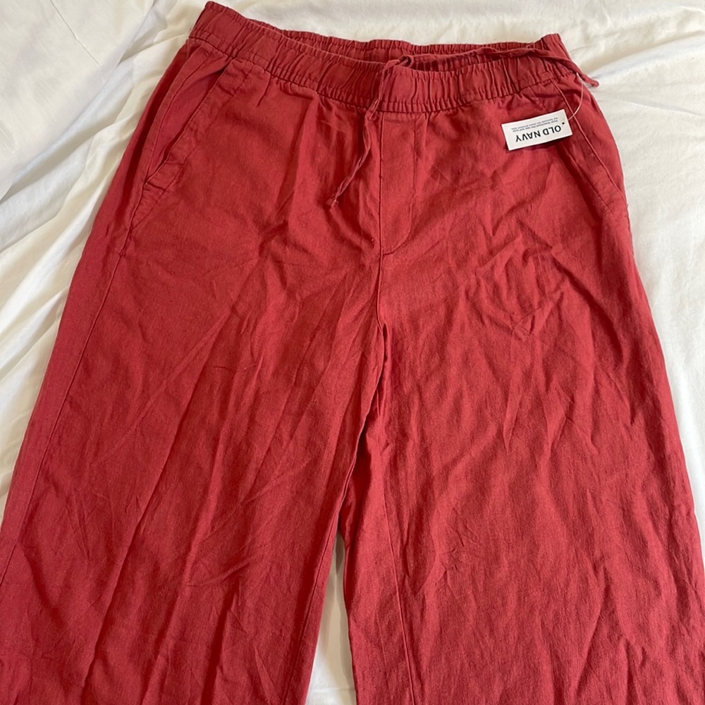 Linen high waisted wide leg pants